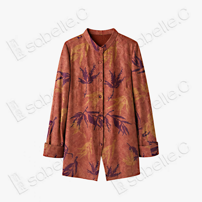 Gambiered Canton Silk Blouse - 「赤硯秋痕」香雲紗襯衫