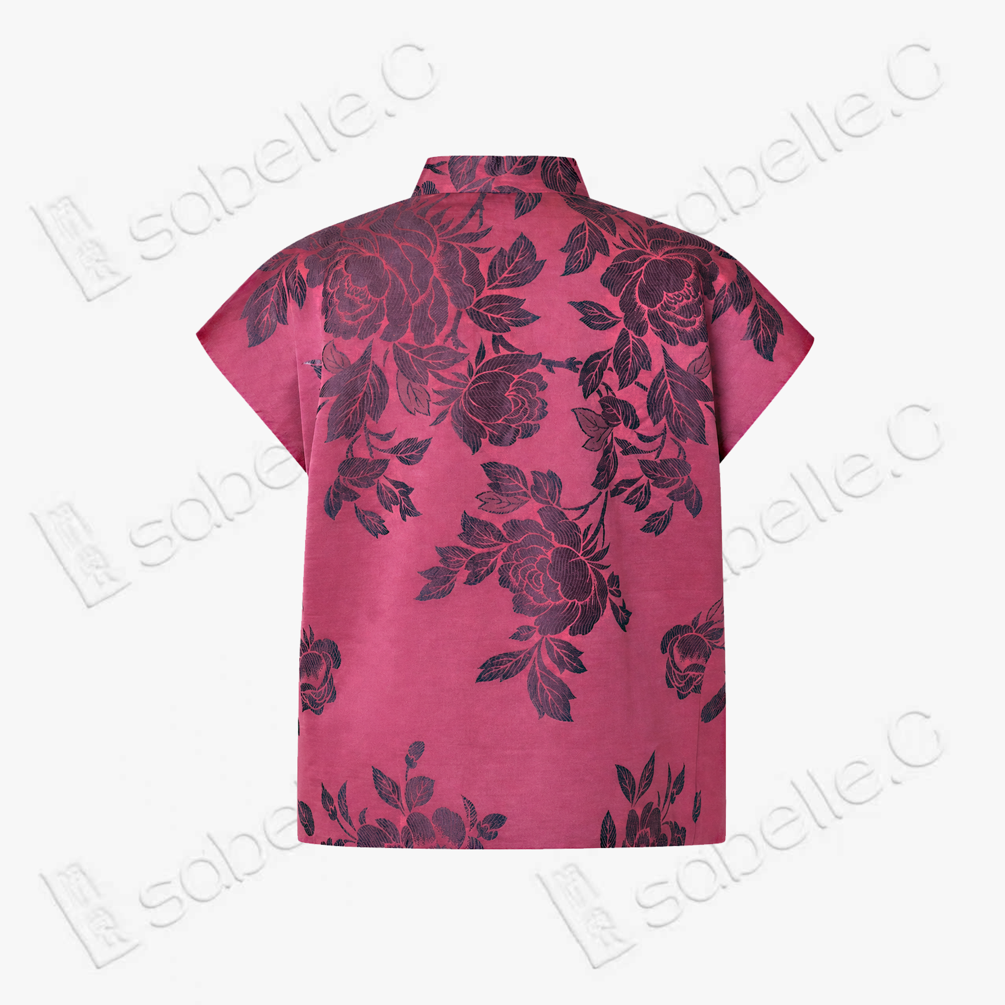 Vintage Silk‑Satin Stand‑Collar Blouse - 真絲老緞立領上衣