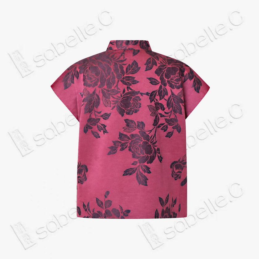 Vintage Silk‑Satin Stand‑Collar Blouse - 真絲老緞立領上衣