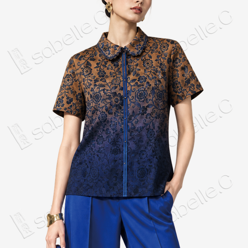 Gradient Gambiered Canon Silk Open Top - 香雲紗漸變上衣
