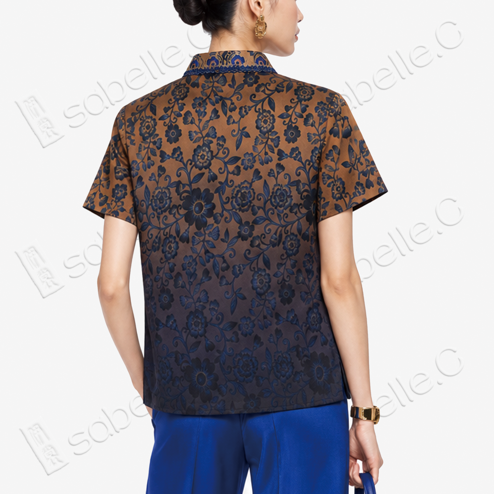 Gradient Gambiered Canon Silk Open Top - 香雲紗漸變上衣