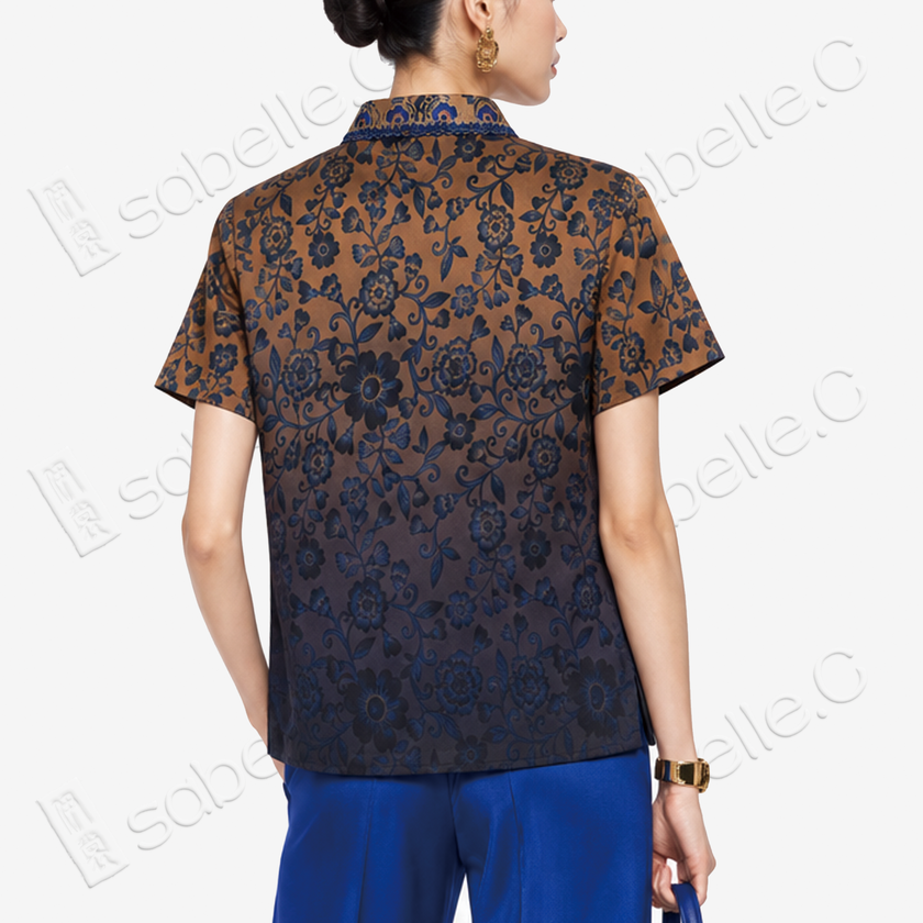 Gradient Gambiered Canon Silk Open Top - 香雲紗漸變上衣