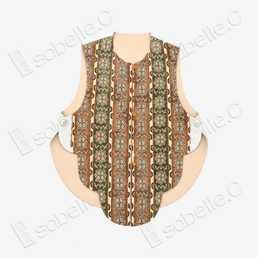 Umber Emerald Baoxiang Kesi Silk Waistcoat - 褐黛寶相緙絲馬甲