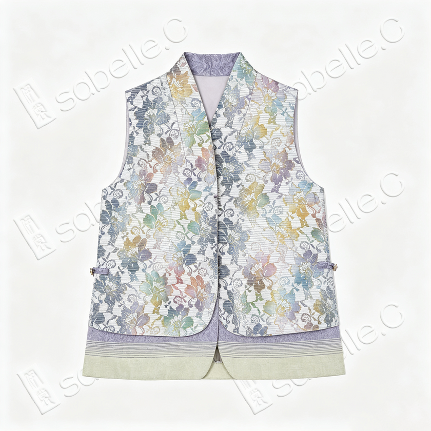 Misty Gradient Flower Tang Brocade Waistcoat - 「霧彩暈花」唐錦馬甲