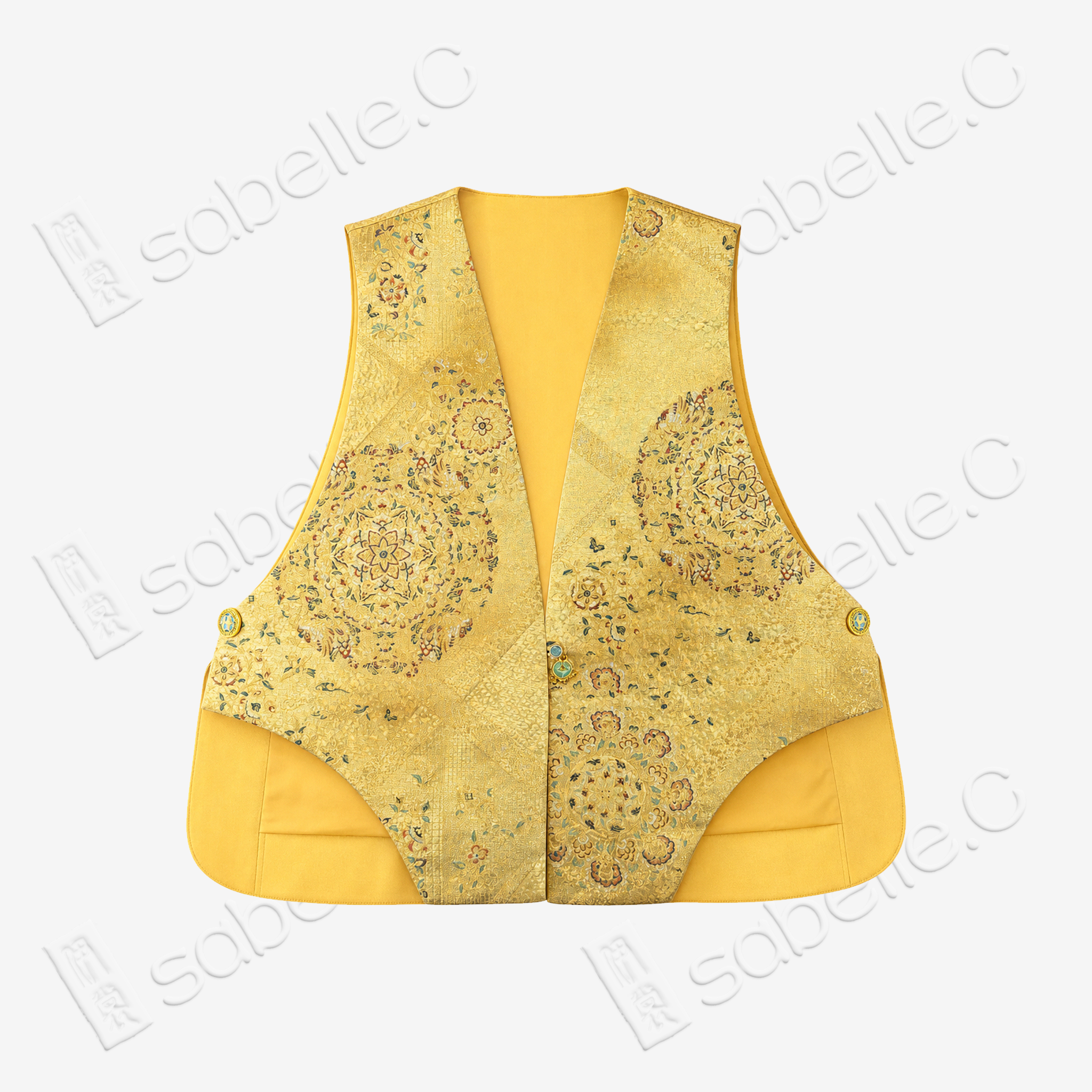 Gilded Floral Medallion Kesi Waistcoat - 「鎏金華團」緙絲馬甲