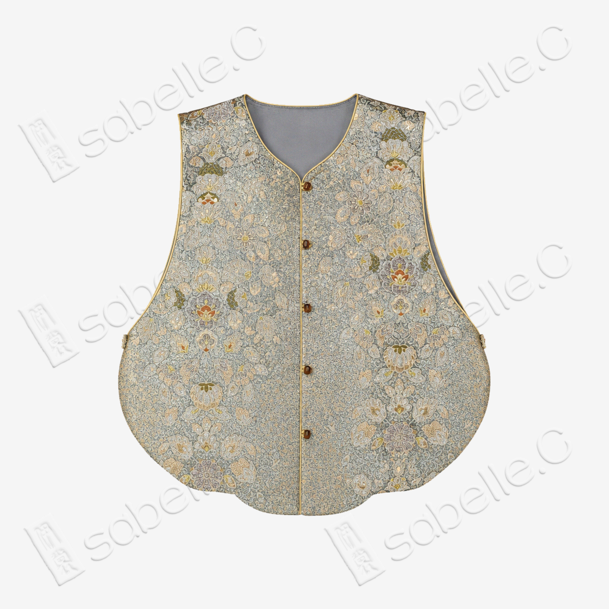 Frost Silver Gilded Floral Kesi Waistcoat - 「霜銀鎏花」緙絲馬甲