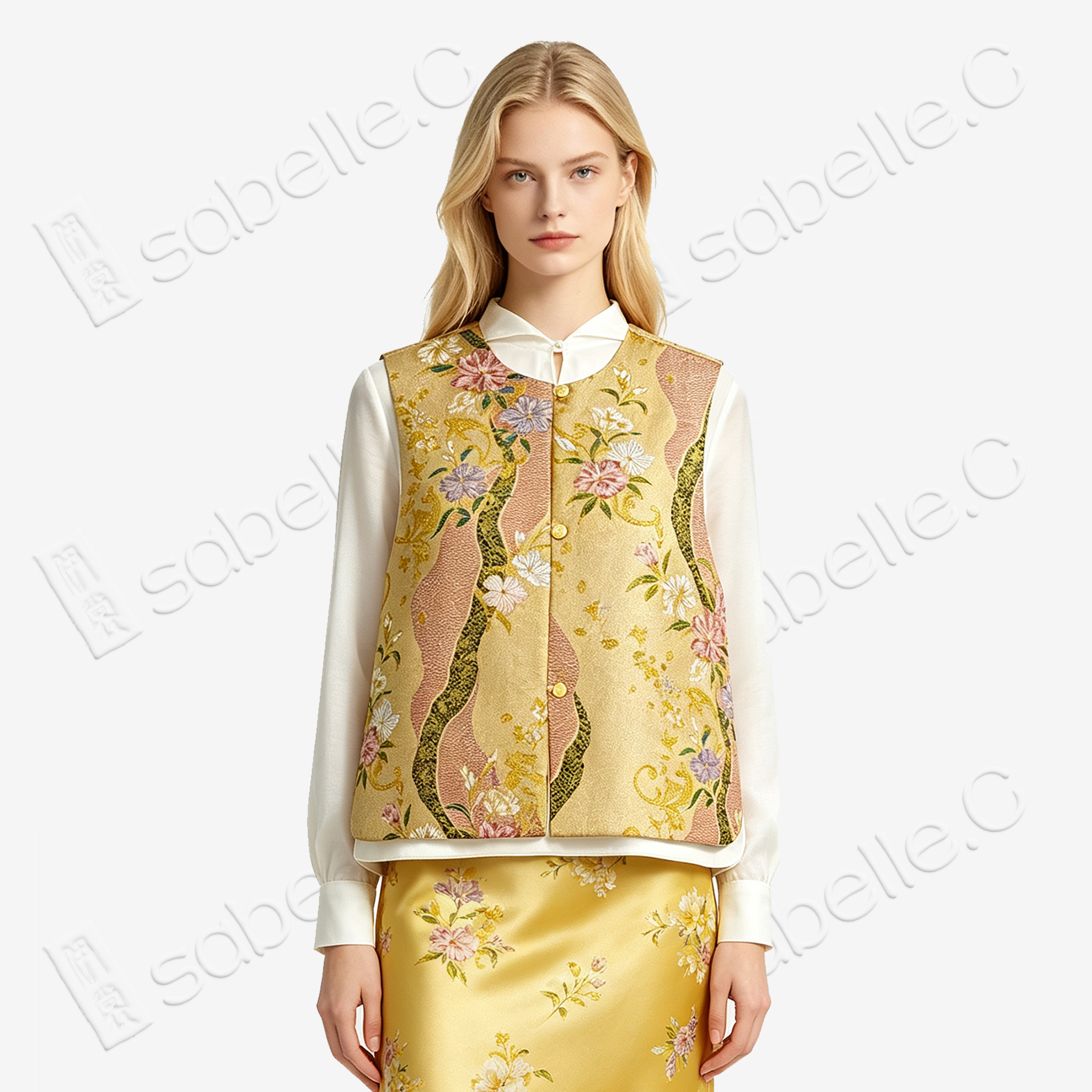 Gilded Flowing Floral Tang Brocade Waistcoat - 「鎏金流花」唐錦馬甲