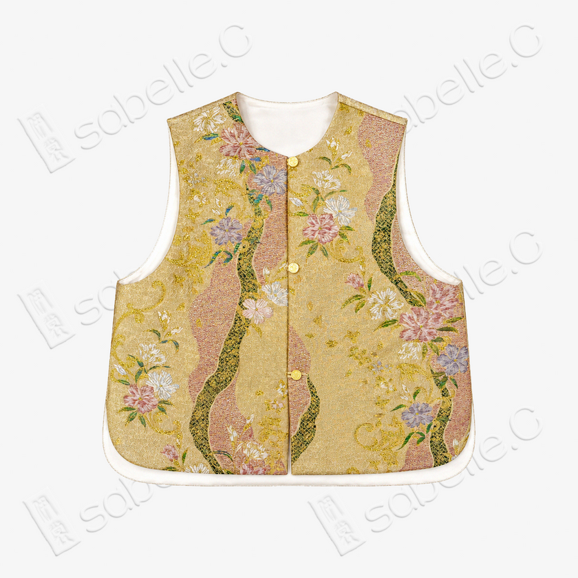 Gilded Flowing Floral Tang Brocade Waistcoat - 「鎏金流花」唐錦馬甲