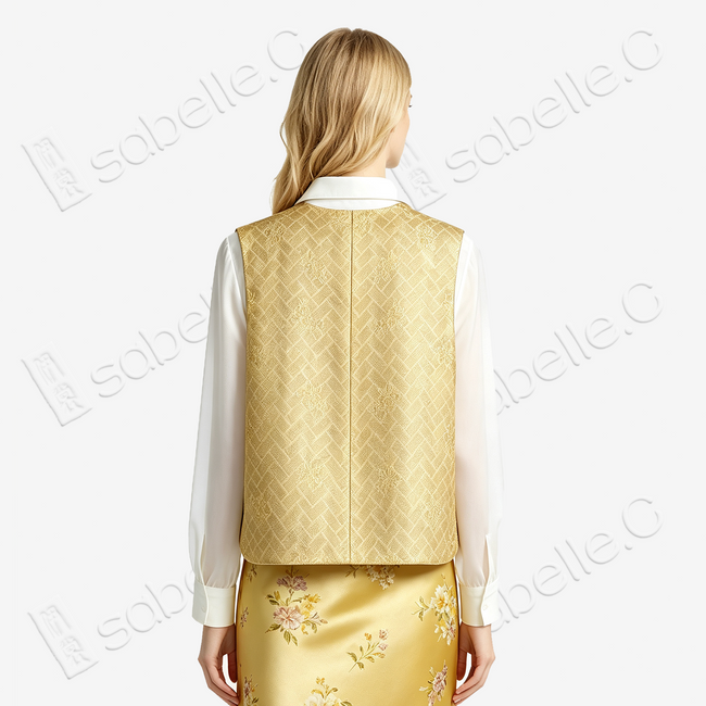 Gilded Flowing Floral Tang Brocade Waistcoat - 「鎏金流花」唐錦馬甲