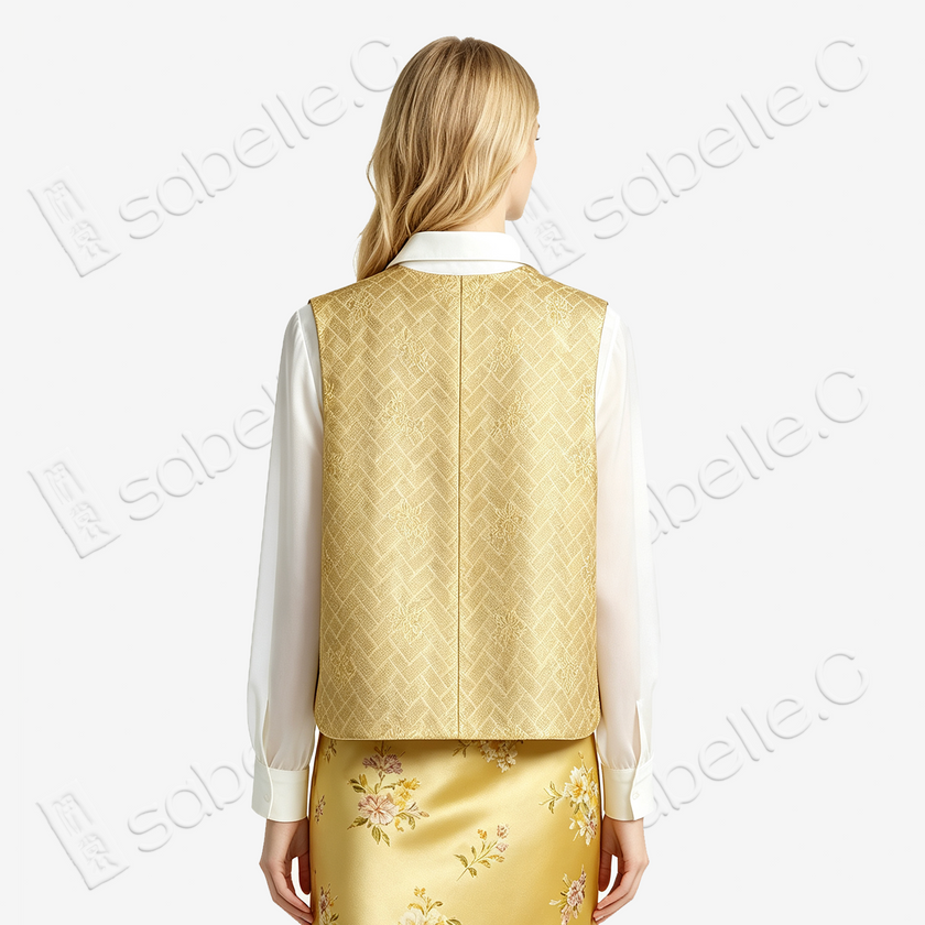 Gilded Flowing Floral Tang Brocade Waistcoat - 「鎏金流花」唐錦馬甲