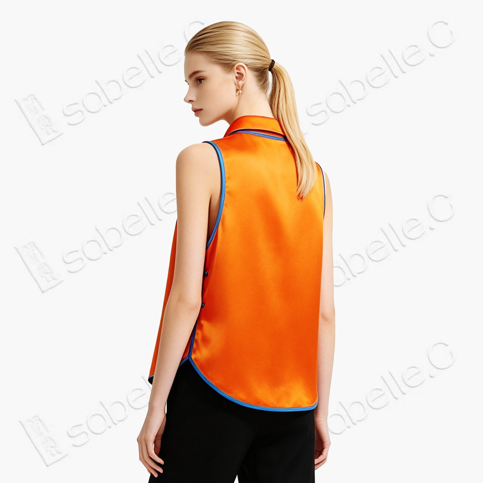 Orange Satin Circular Dragon Vintage Embroidered Vest - 橙緞團龍老綉馬甲