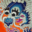 Orange Satin Circular Dragon Vintage Embroidered Vest - 橙緞團龍老綉馬甲
