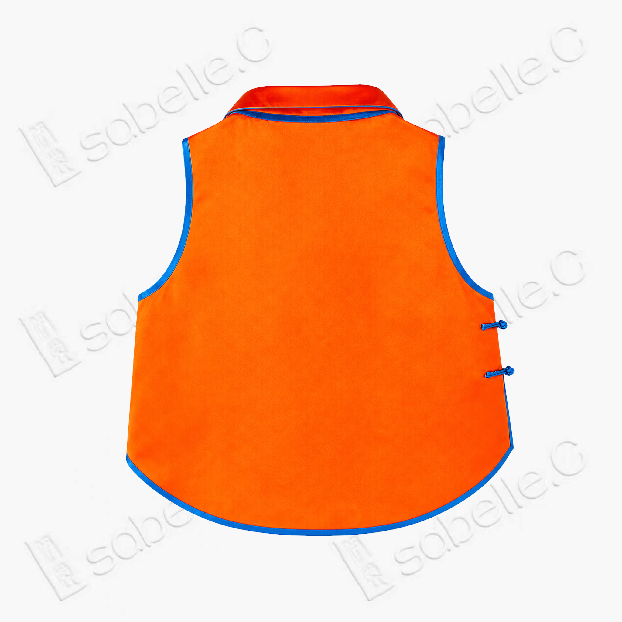Orange Satin Circular Dragon Vintage Embroidered Vest - 橙緞團龍老綉馬甲
