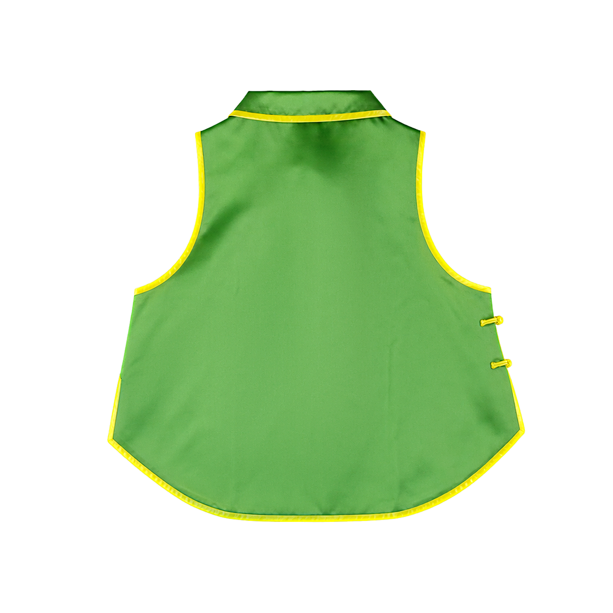 Emerald Green Circular Phoenix Vintage Embroidered Silk Waistcoat - 「翠碧團鳳」真絲老繡馬甲