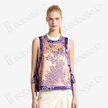 Apricot Base Violet Plumage Vintage Silk Satin Waistcoat - 「杏底紫翎」真絲老緞馬甲