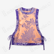 Apricot Base Violet Plumage Vintage Silk Satin Waistcoat - 「杏底紫翎」真絲老緞馬甲