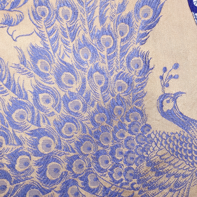 Apricot Base Violet Plumage Vintage Silk Satin Waistcoat - 「杏底紫翎」真絲老緞馬甲