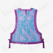 Cyan Blue Violet Plumage Vintage Silk Satin Waistcoat - 「青藍紫翎」真絲老緞馬甲