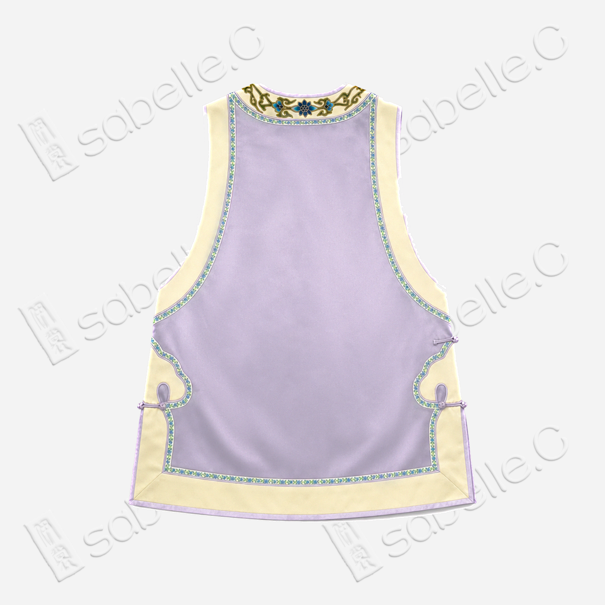 Lilac Purple Phoenix Vintage Embroidered Vintage Silk Satin Waistcoat - 「煙紫丹鳳」老繡真絲老緞馬甲