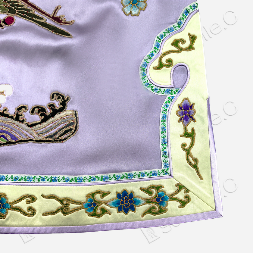 Lilac Purple Phoenix Vintage Embroidered Vintage Silk Satin Waistcoat - 「煙紫丹鳳」老繡真絲老緞馬甲