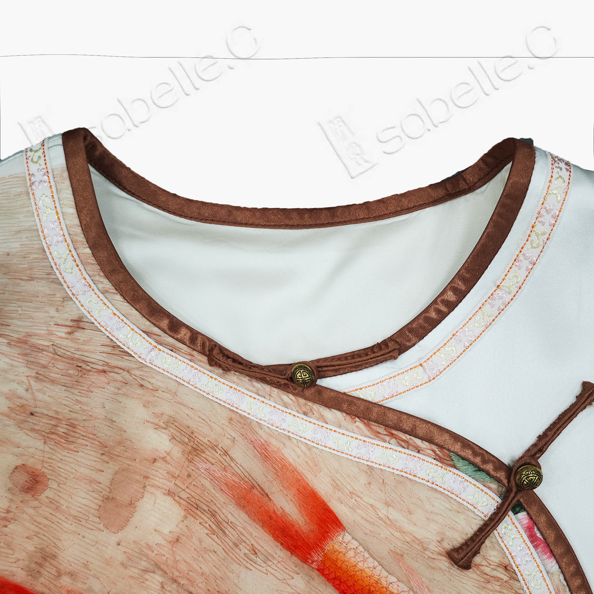Landscape‑Koi Hand‑Embroidered Waistcoat - 手工刺繡馬甲