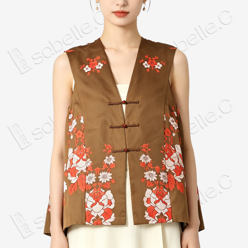 Fengguan Xiapei Vintage Silk Satin Vest - 「鳳冠霞帔款」古董真絲老緞馬甲