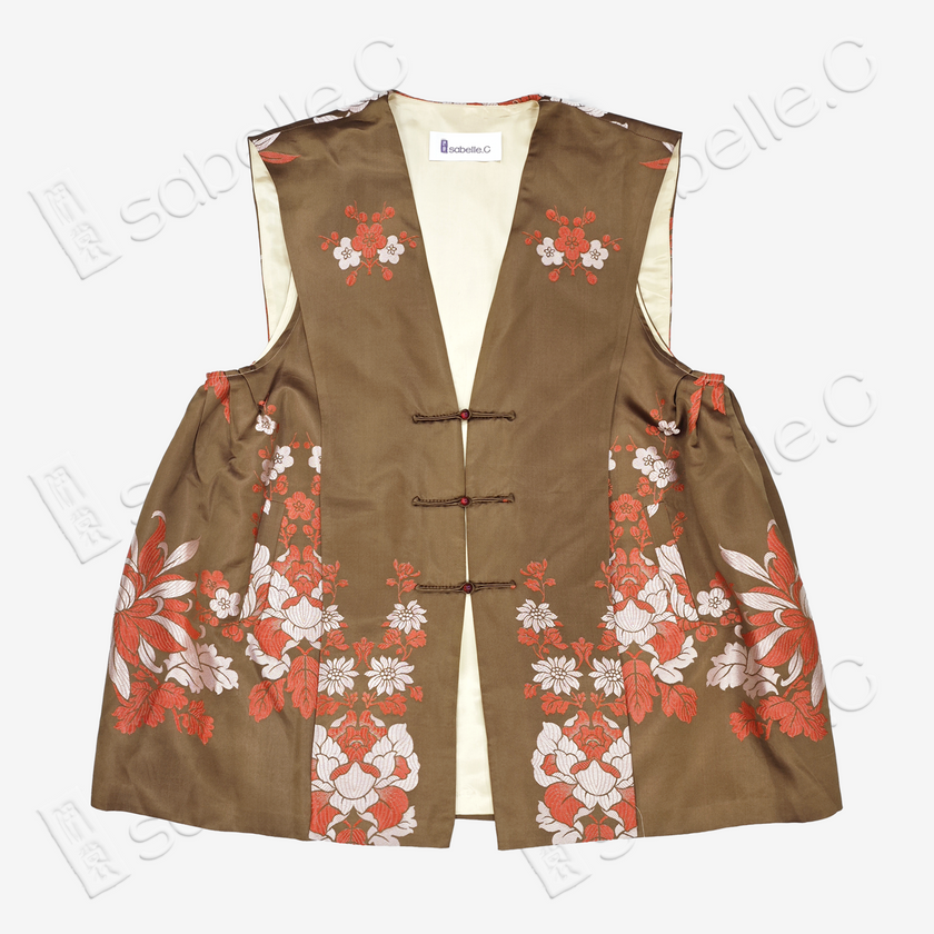 Fengguan Xiapei Vintage Silk Satin Vest - 「鳳冠霞帔款」古董真絲老緞馬甲
