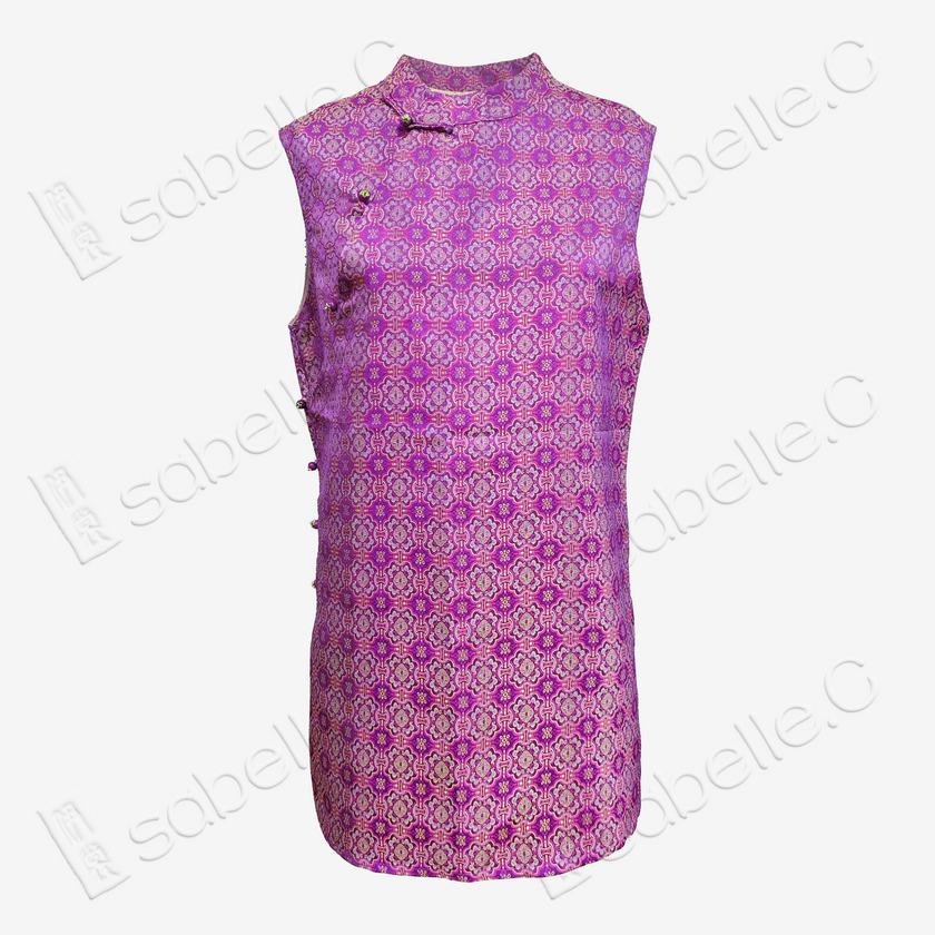 Violet Badajin Pattern Song Brocade Long Vest - 「紫禧」八達暈宋錦長背心
