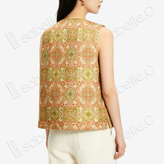 Blush Ruyi Medallion Song Brocade Vest - 「團花」宋錦馬甲