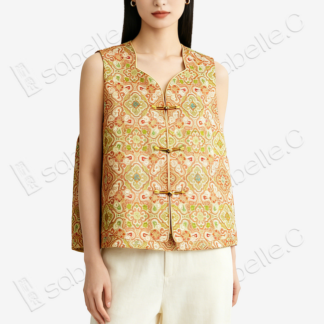 Blush Ruyi Medallion Song Brocade Vest - 「團花」宋錦馬甲