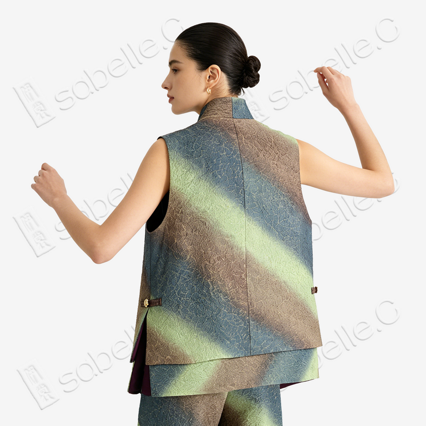 Iridescent Mist Tang Brocade Vest - 「彩霧」唐錦馬甲
