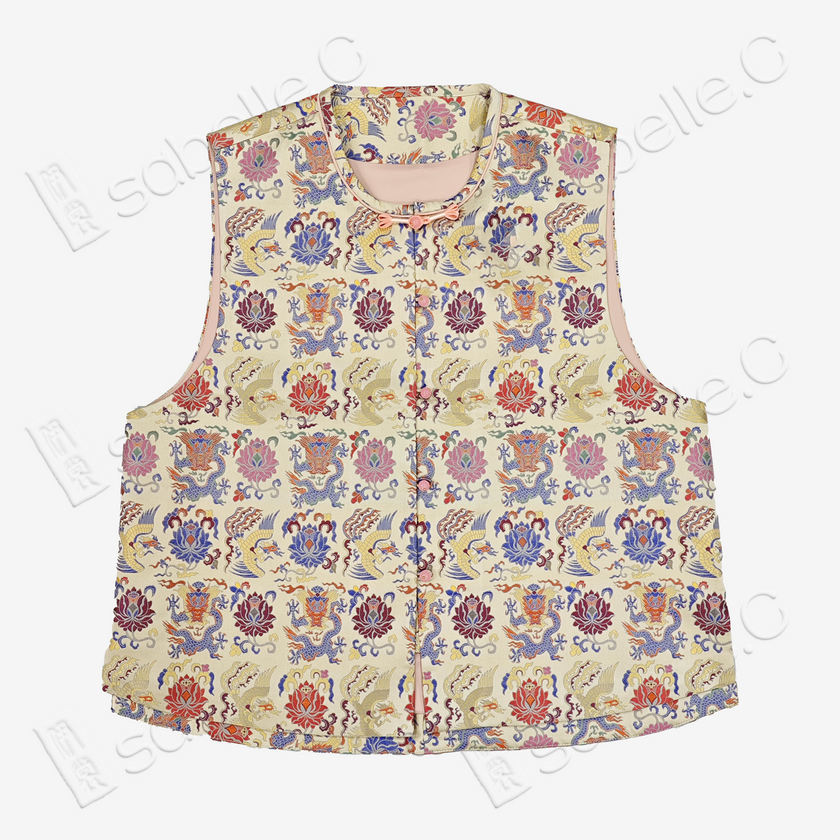 Song Brocade Dragon & Lotus Vest - 「游龍蓮花紋」宋錦馬甲