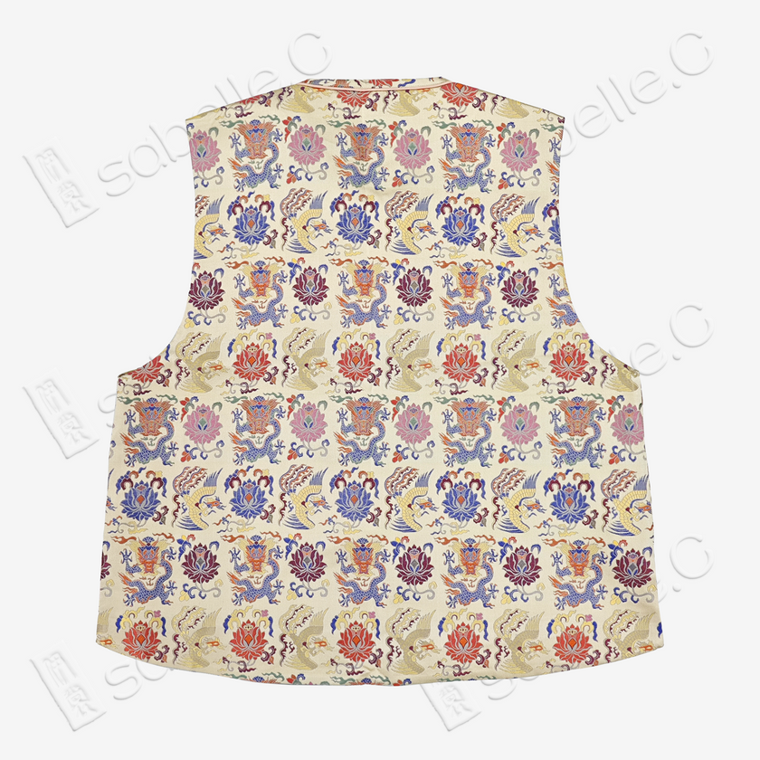 Song Brocade Dragon & Lotus Vest - 「游龍蓮花紋」宋錦馬甲