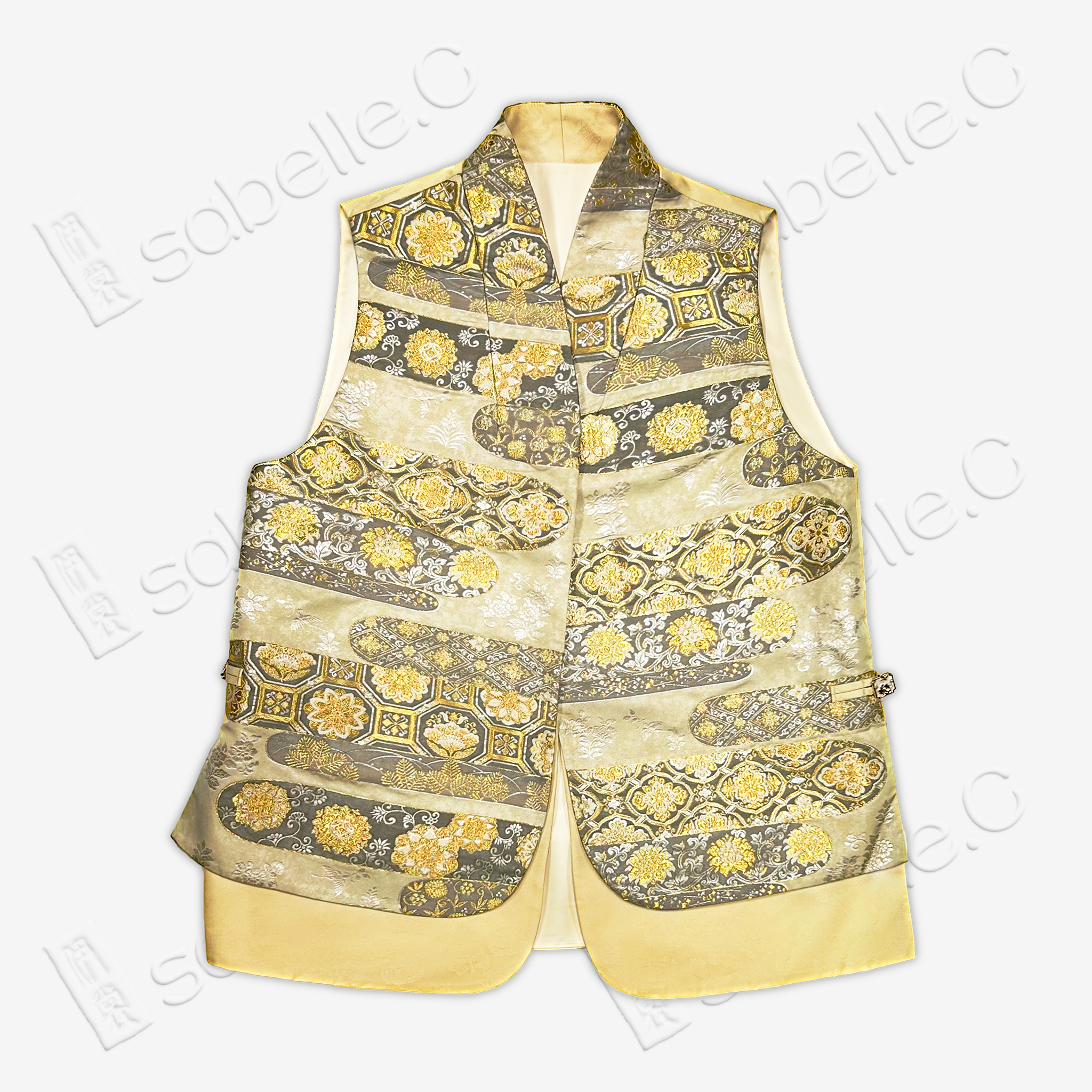 Tang Brocade Top with Double-Layered Hem