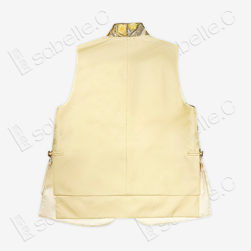 Tang Brocade Top with Double-Layered Hem