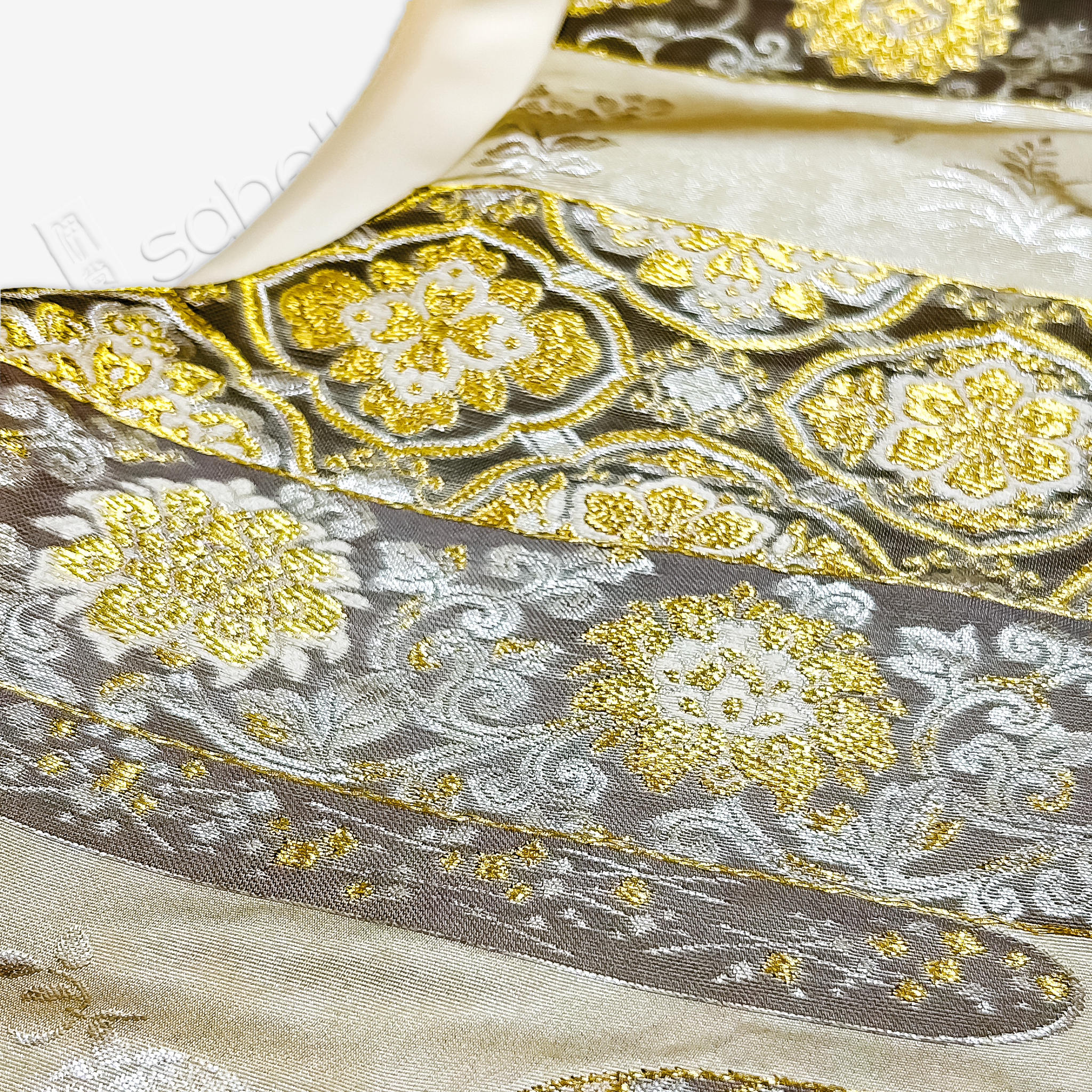 Tang Brocade Top with Double-Layered Hem