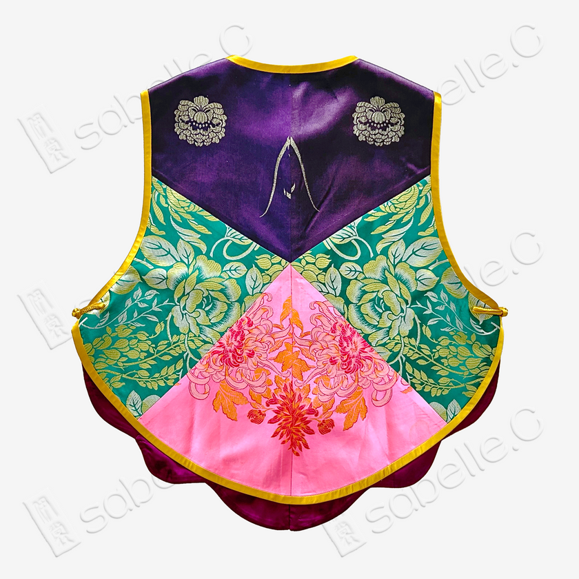 Emerald Vintage Silk Satin Rose Vest - 古董真絲老緞花卉馬甲