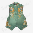 Emerald Peony & Butterfly Vintage Silk Satin Vest - 「翠蝶牡丹」古董真絲老緞馬甲