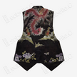 Ink Phoenix Peony Antique Silk Satin Vest - 古董真絲老緞馬甲