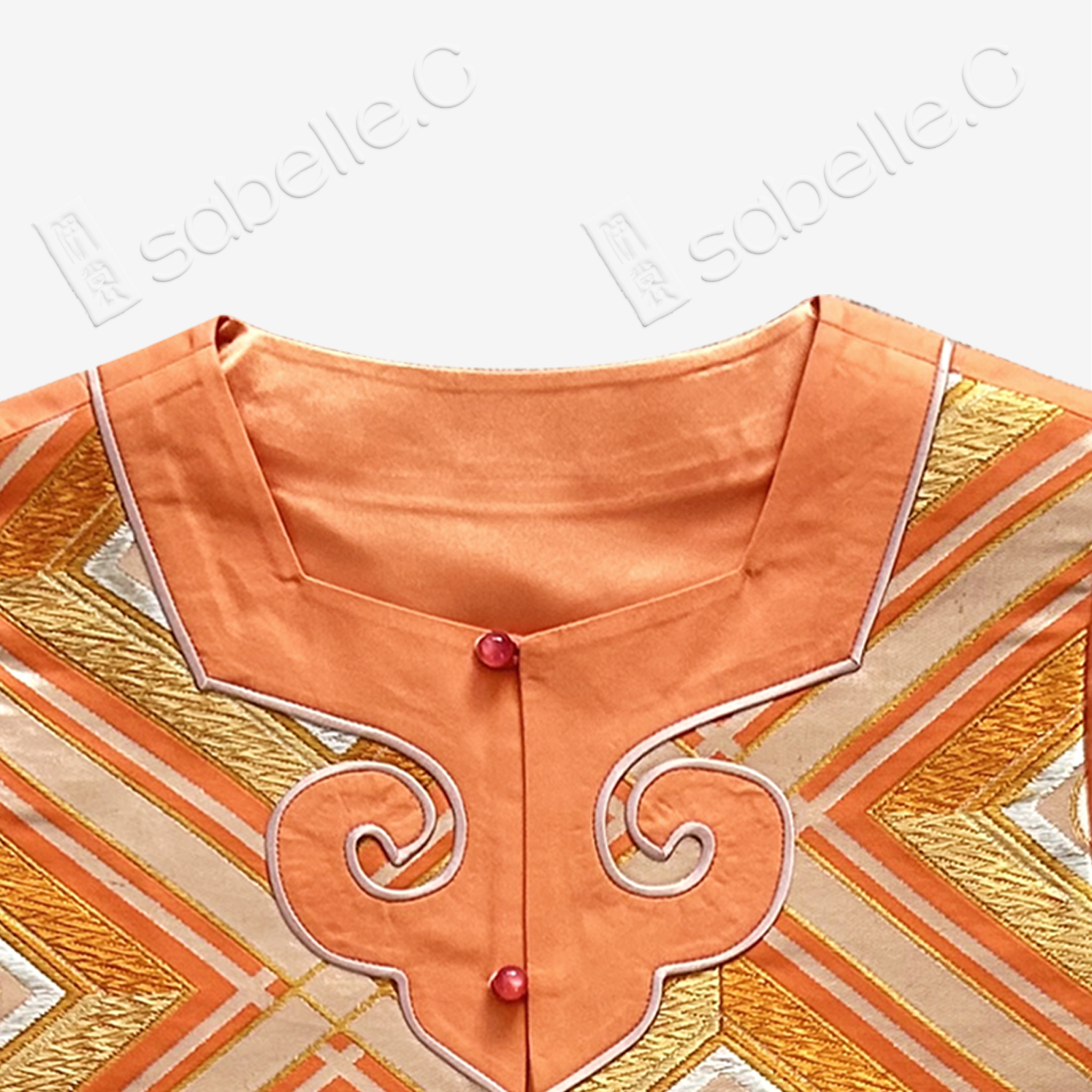 Gilded Orange Diamond Clover Kesi Long Vest - 緙絲長馬甲