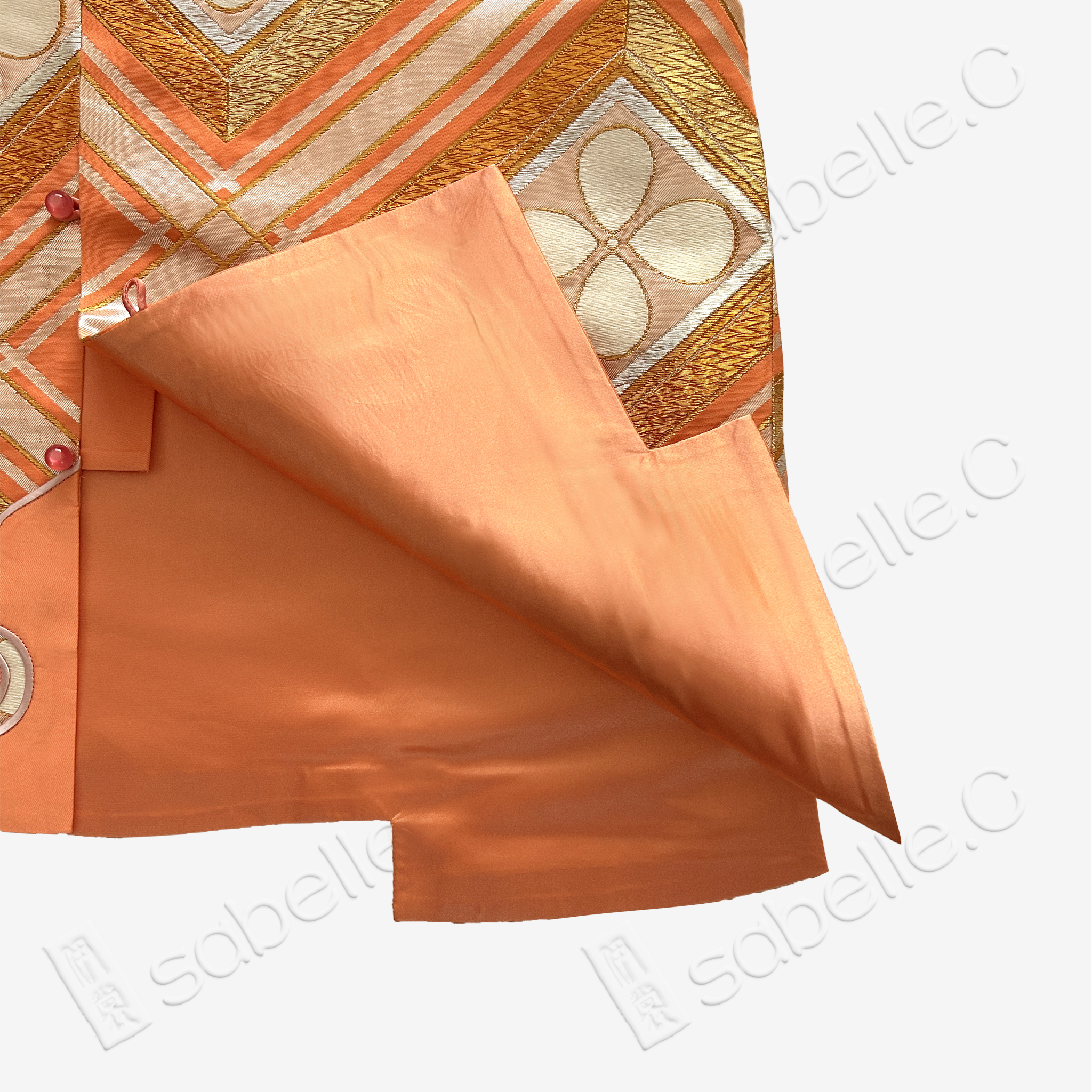 Gilded Orange Diamond Clover Kesi Long Vest - 緙絲長馬甲