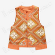 Gilded Orange Diamond Clover Kesi Long Vest - 緙絲長馬甲