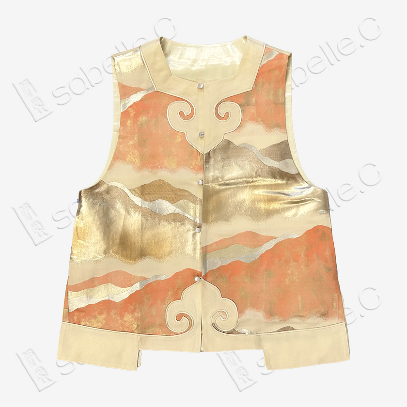 Gilded Mountain Kesi Long Vest - 緙絲中長款馬甲