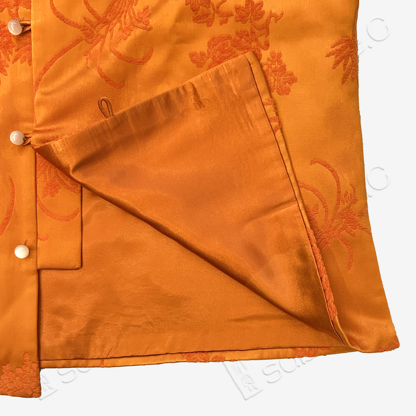 Amber Orchid & Bamboo Zhang Velvet Vintage Silk Vest - 漳絨古董真絲老緞馬甲