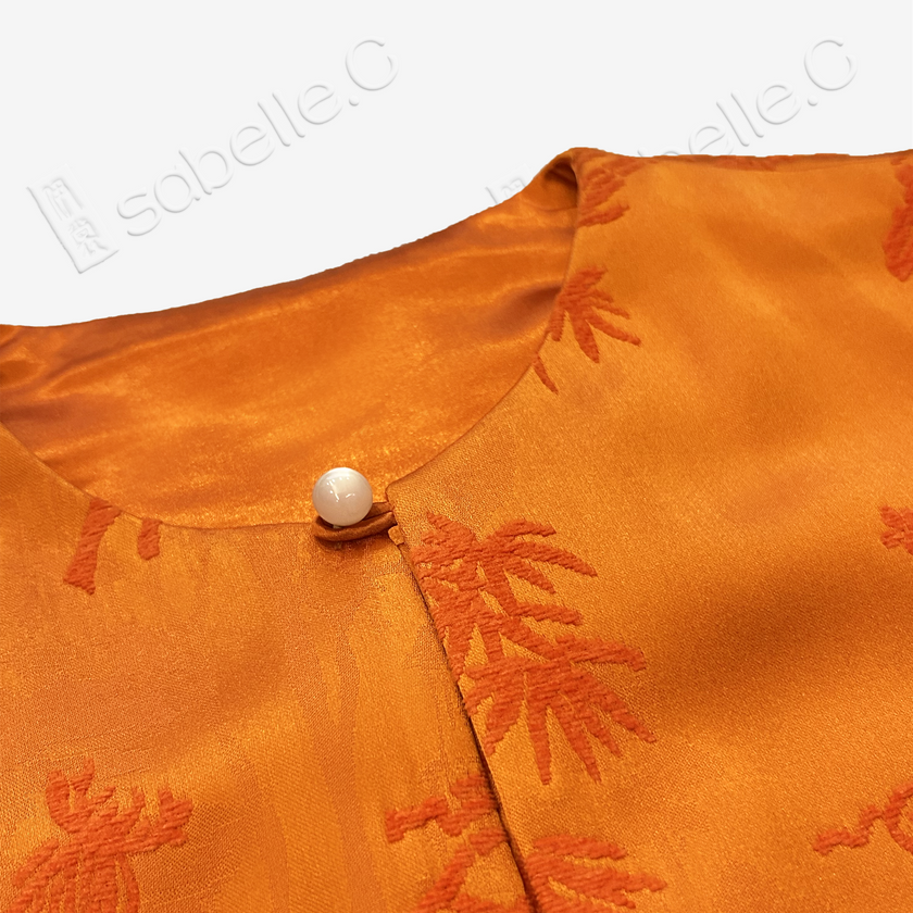 Amber Orchid & Bamboo Zhang Velvet Vintage Silk Vest - 漳絨古董真絲老緞馬甲