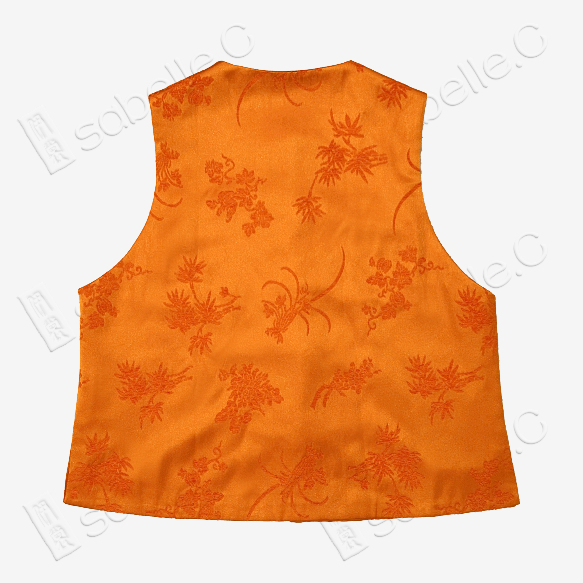 Amber Orchid & Bamboo Zhang Velvet Vintage Silk Vest - 漳絨古董真絲老緞馬甲
