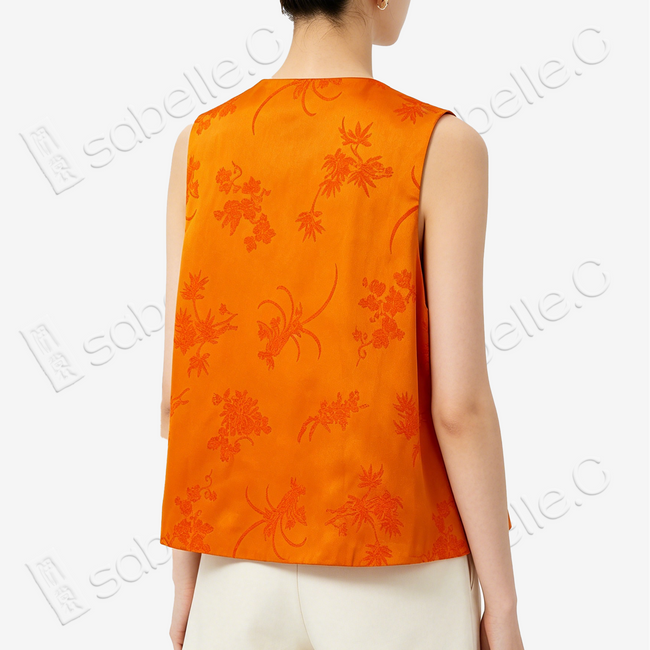 Amber Orchid & Bamboo Zhang Velvet Vintage Silk Vest - 漳絨古董真絲老緞馬甲