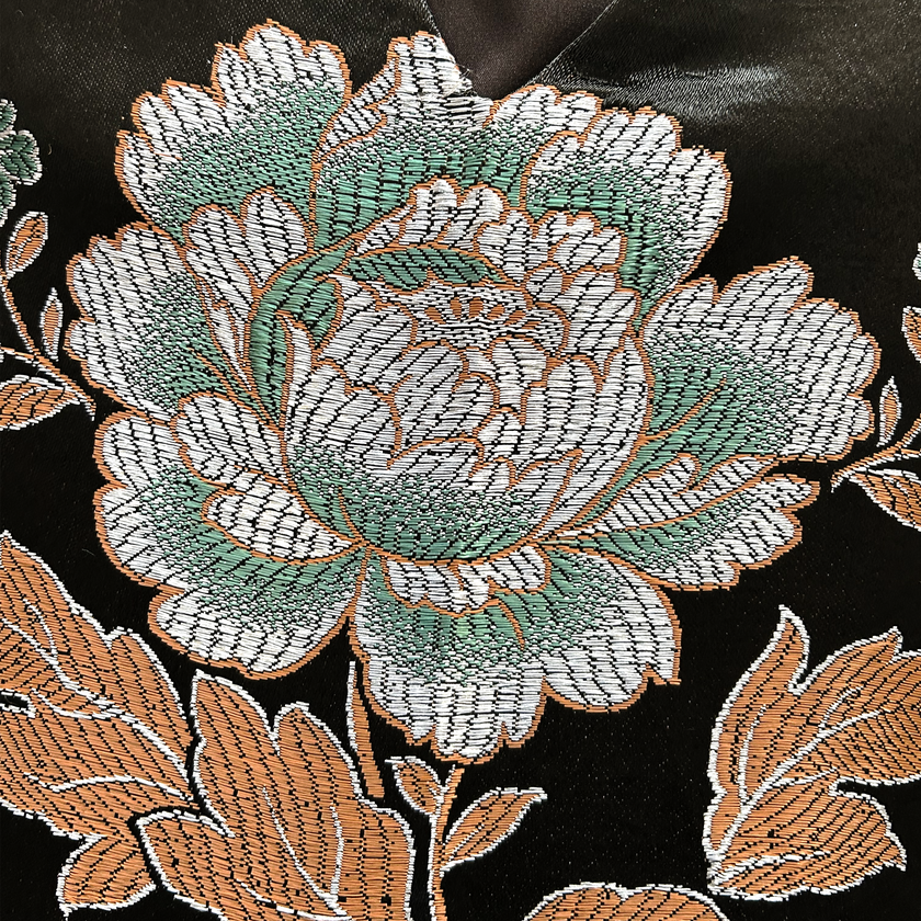 Black Phoenix Peony Vintage Silk Satin Vest - 古董真絲老緞馬甲