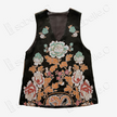 Black Phoenix Peony Vintage Silk Satin Vest - 古董真絲老緞馬甲