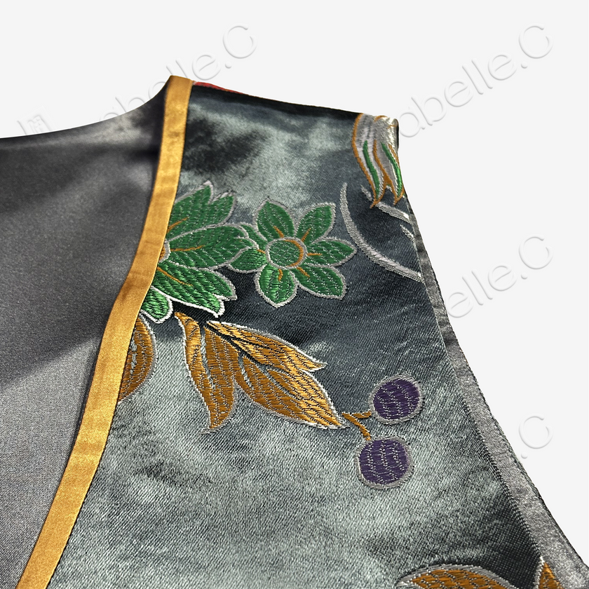 Jade Gilded Vintage Silk Satin Vest - 古董真絲老緞馬甲